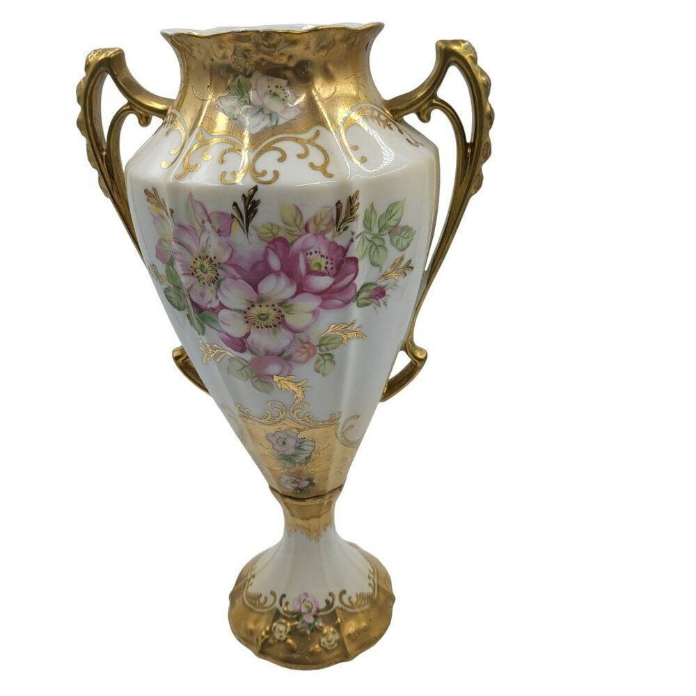 Antique China Vase Hand Painted Large Royal Crown Porcelain Urn No Lid